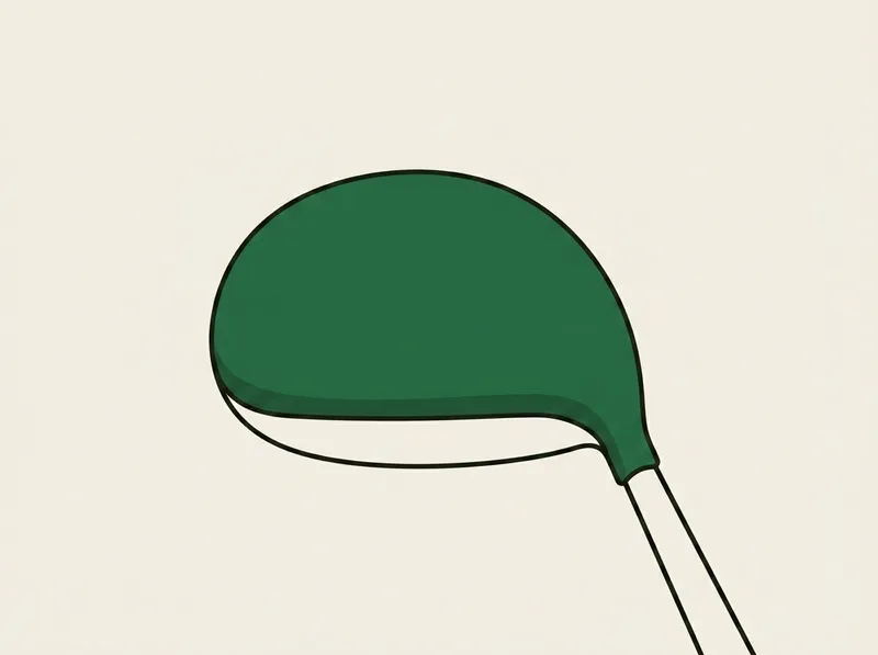 Illustration of a golf hybrid club head seen from directly above at address, showing its rounded crown and shallow face edge
