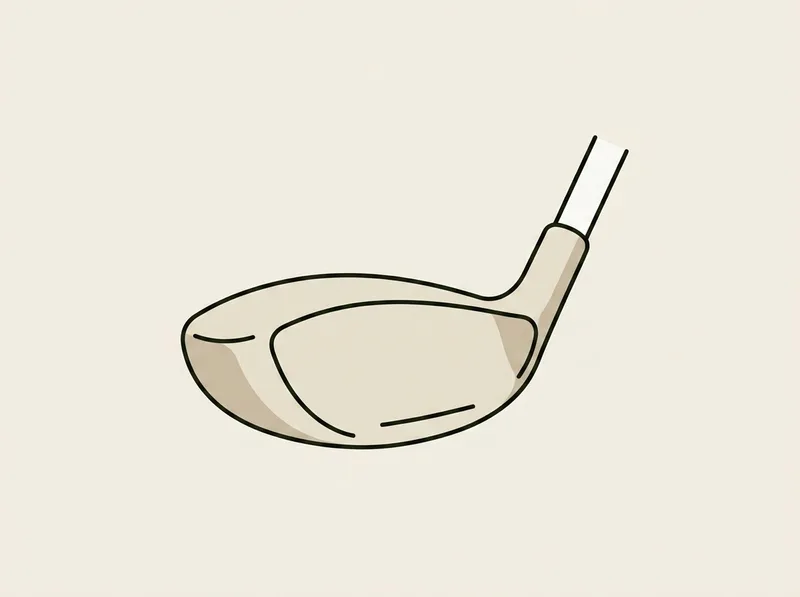 Illustration of a golf hybrid club lying face down with the sole of the head facing the viewer