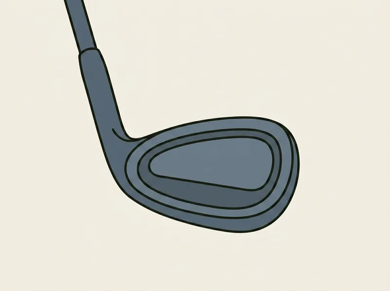 Illustration of the back of a golf wedge head with a recessed cavity behind the face