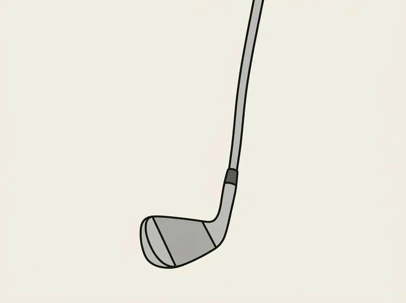 Illustration of a short shafted golf club with an iron style head and an upright shaft angle