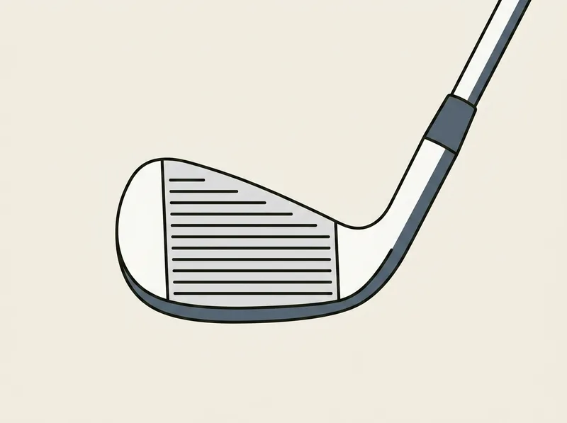 Illustration of a golf wedge head with an extremely wide sole seen from three quarters