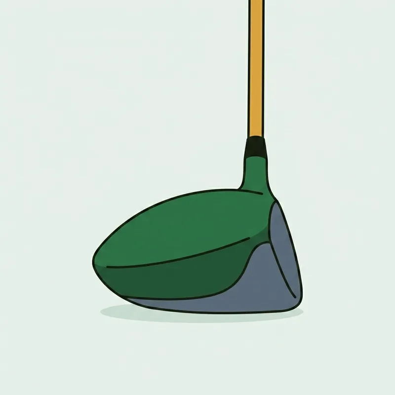 A driver head resting on its sole, seen from behind
