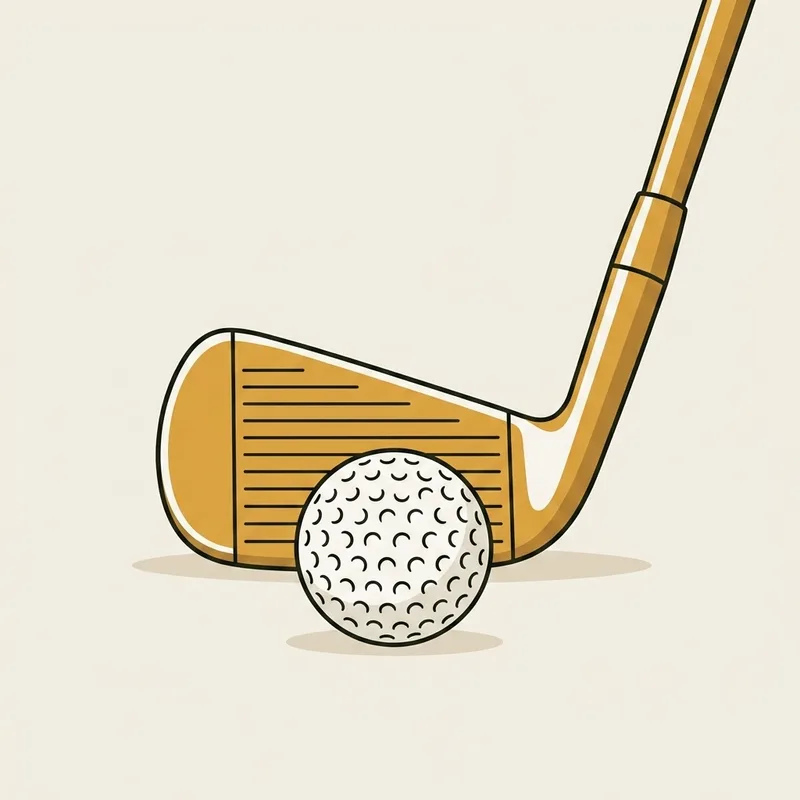 The sole of an iron resting flat on the ground behind a golf ball