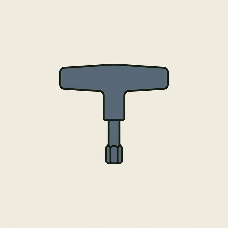 A small T handled torque wrench of the kind used to adjust a driver hosel