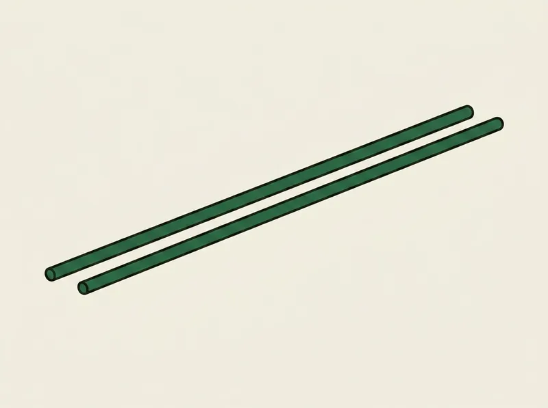Illustration of two thin fibreglass alignment rods