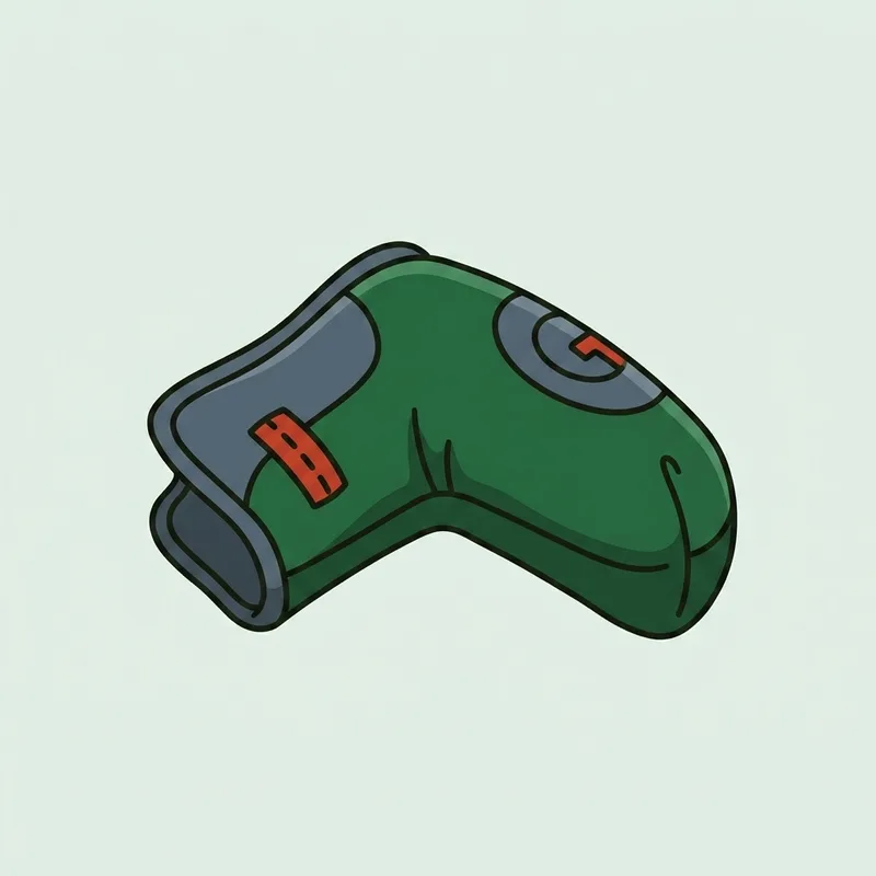 A golf club headcover lying on short grass