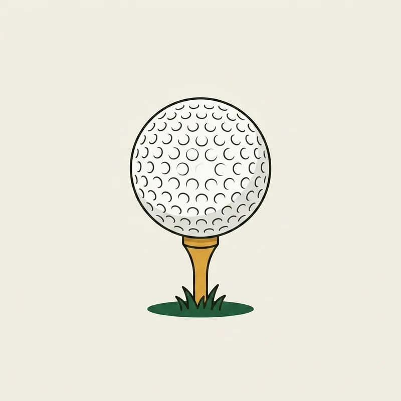 A golf ball sitting on a wooden tee pushed into the ground