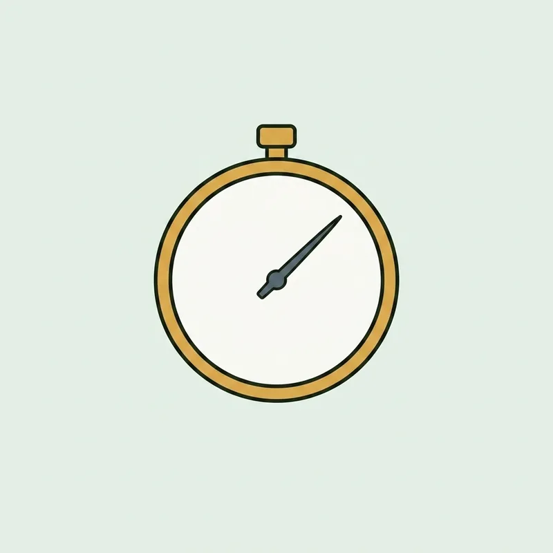 A small round analogue stopwatch lying flat, seen from directly above