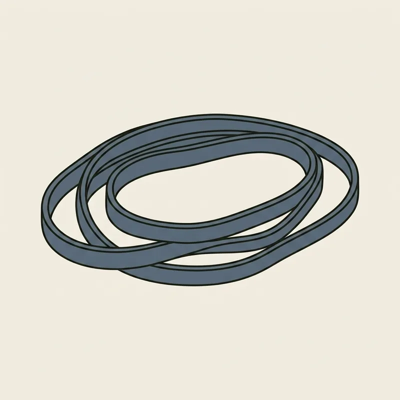 A resistance band loosely coiled on a flat surface