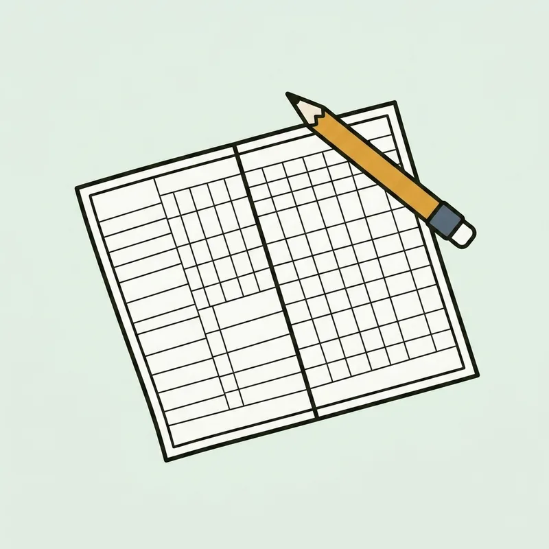 A golf scorecard with a short pencil resting on it