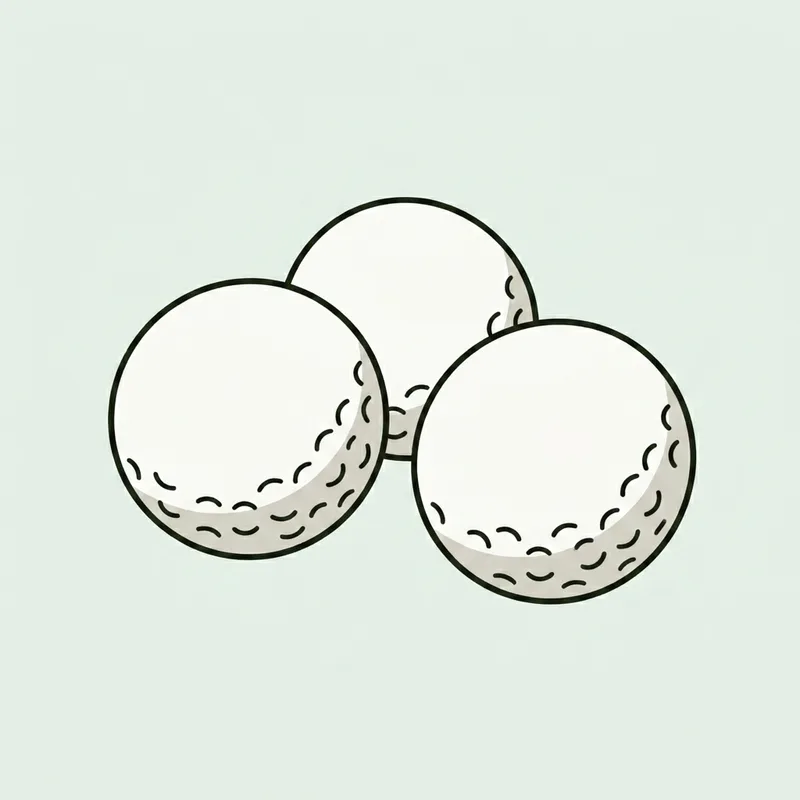 Three golf balls resting together on a plain background