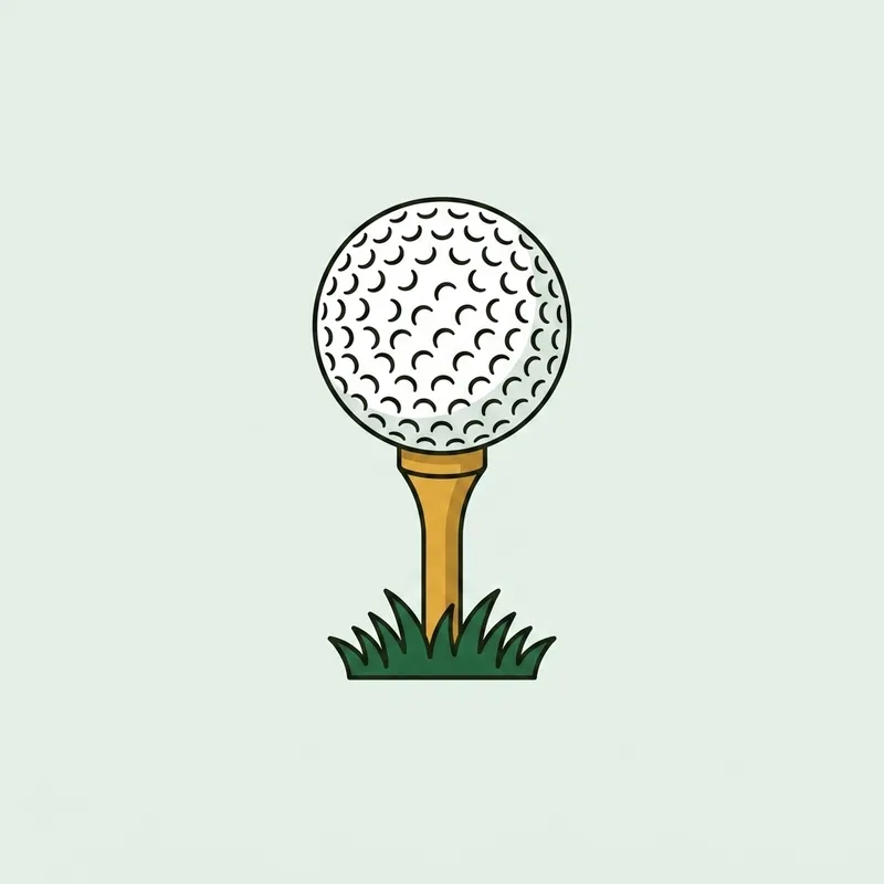 A single golf ball resting on a wooden tee peg pushed into short grass