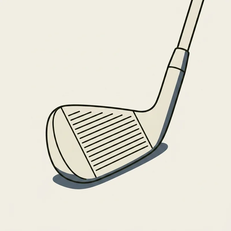 A single golf iron head resting on its sole seen from three quarters