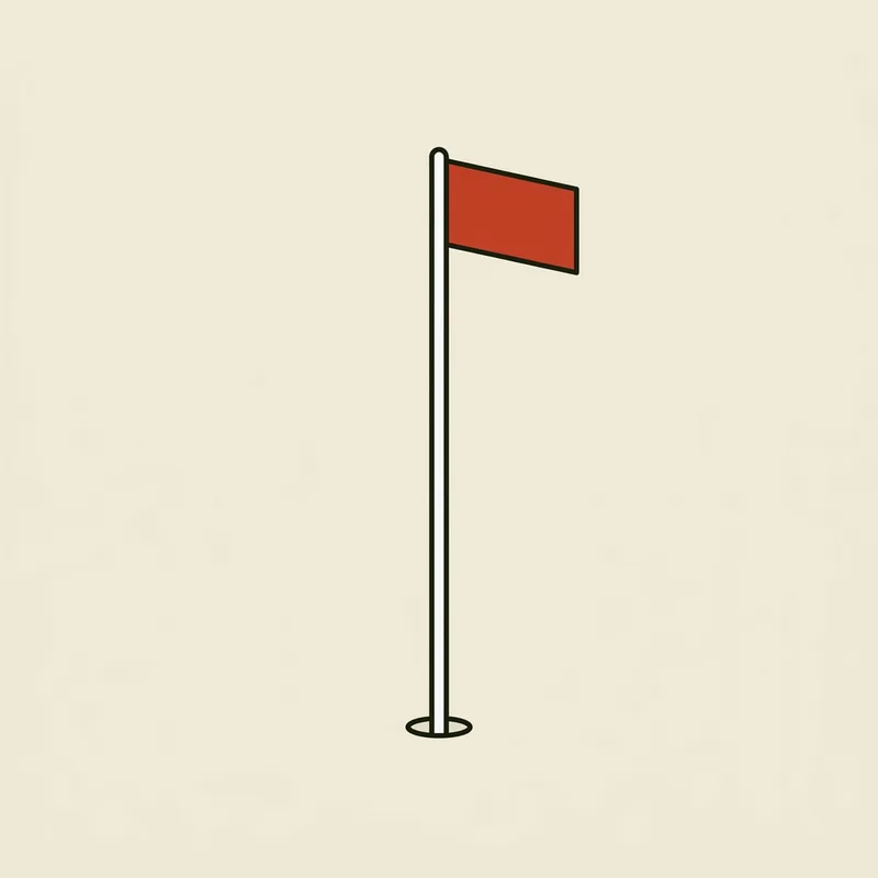 A single flagstick standing upright with a small pennant