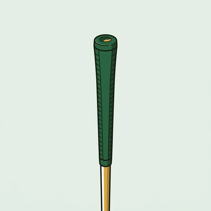 The grip end of a golf club with the butt cap facing the viewer