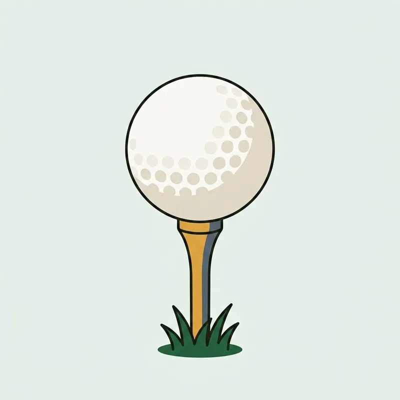 A golf ball resting on a tall wooden tee pushed into short grass