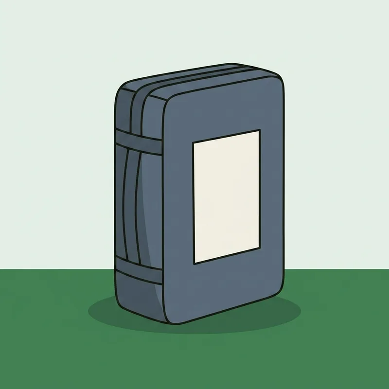 A padded golf impact training bag standing on grass