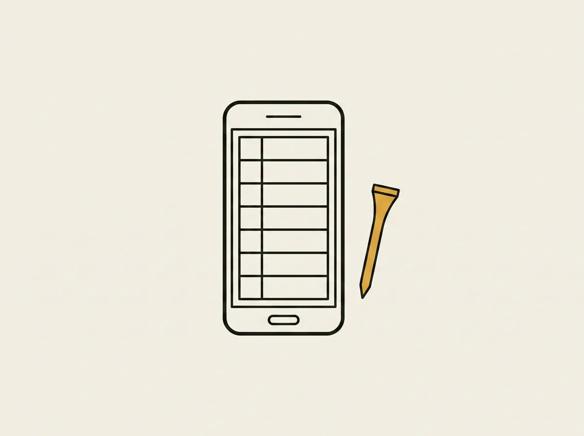 A mobile phone lying flat seen from above, its screen showing an empty grid of stacked rectangular rows