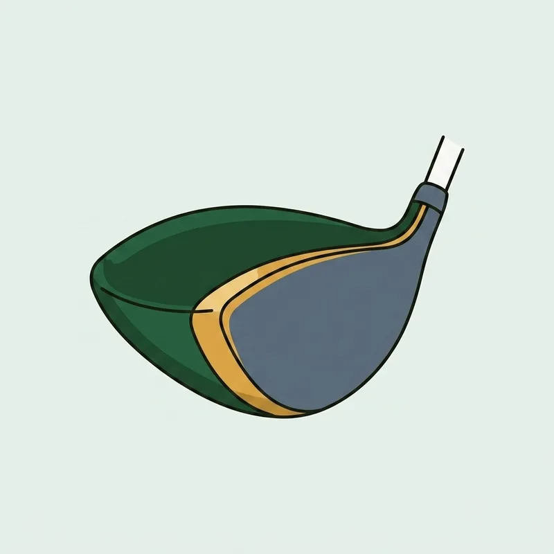 A driver head tilted so the seam between the crown and the face catches the light
