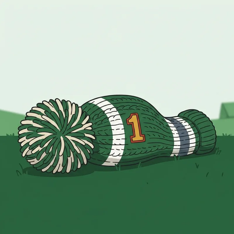 A golf club headcover lying on short grass
