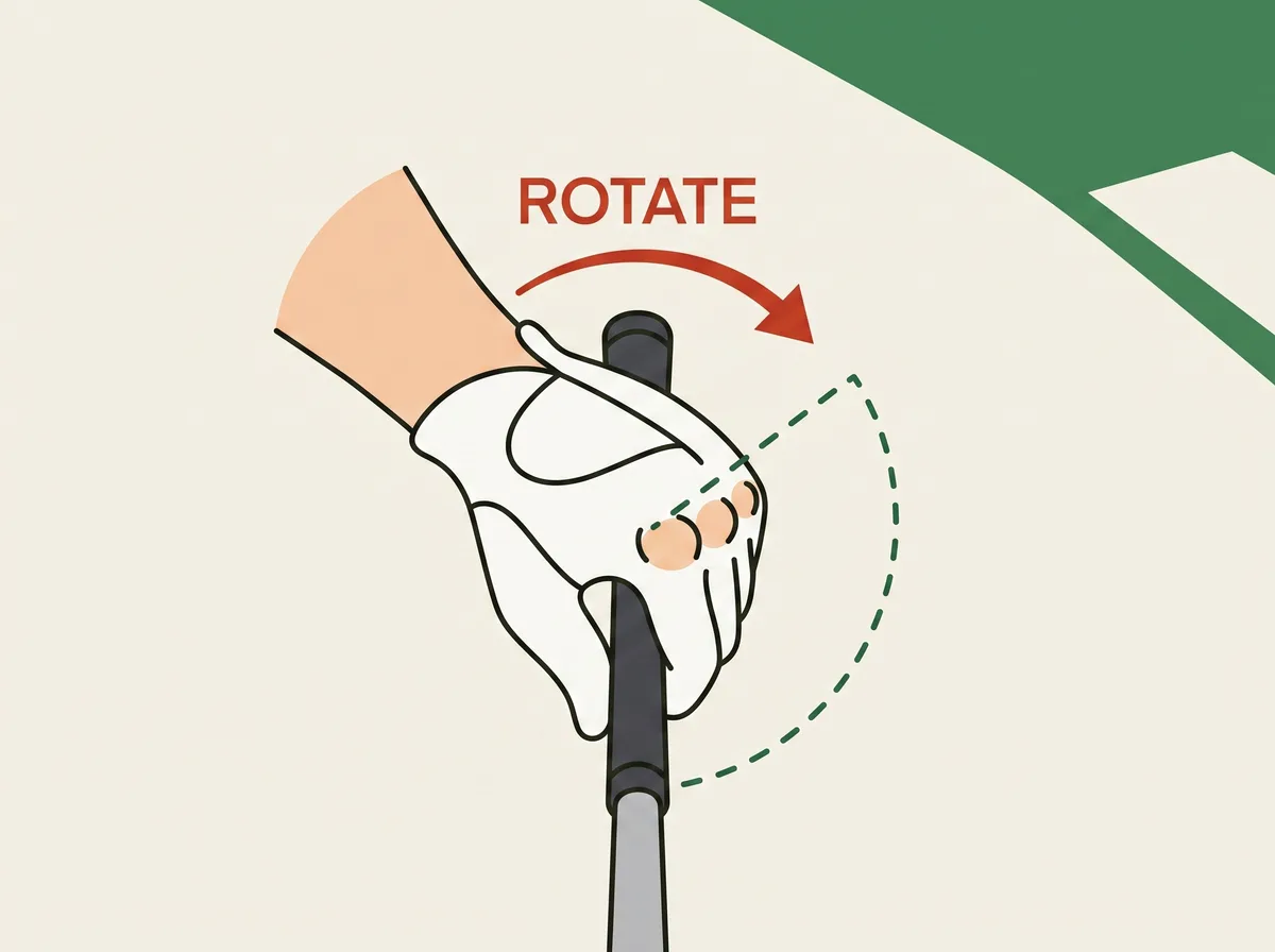 Diagram of a lead hand on a golf grip showing two to three visible knuckles