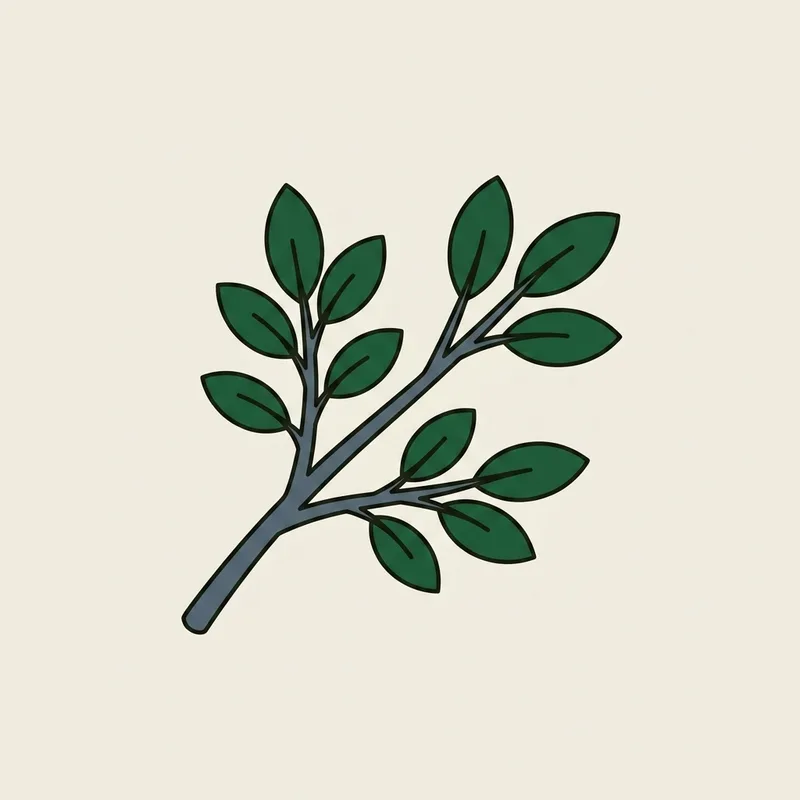 A single small leafy branch lying on short grass