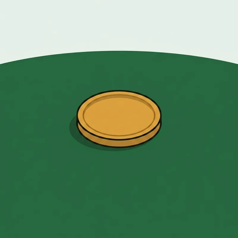 A small round ball marker sitting on a putting green