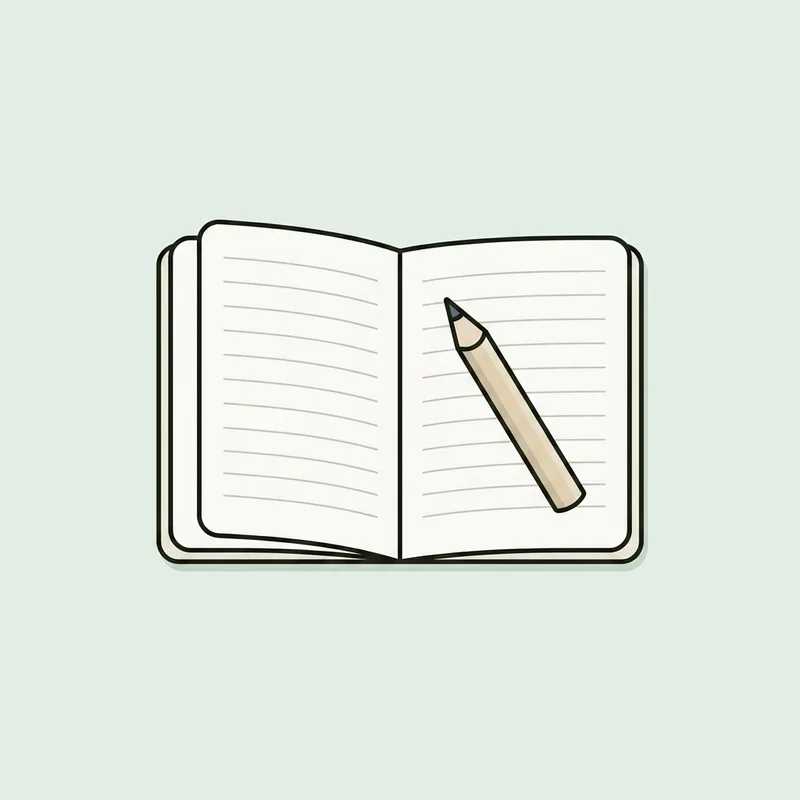 A small pocket notebook lying open beside a short golf pencil