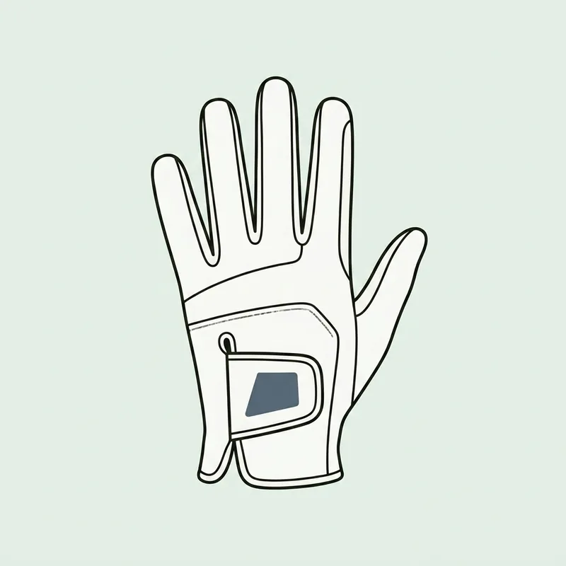 A golf glove lying flat on a plain background