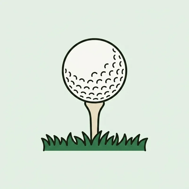 A golf ball balanced on a tee pushed into the ground