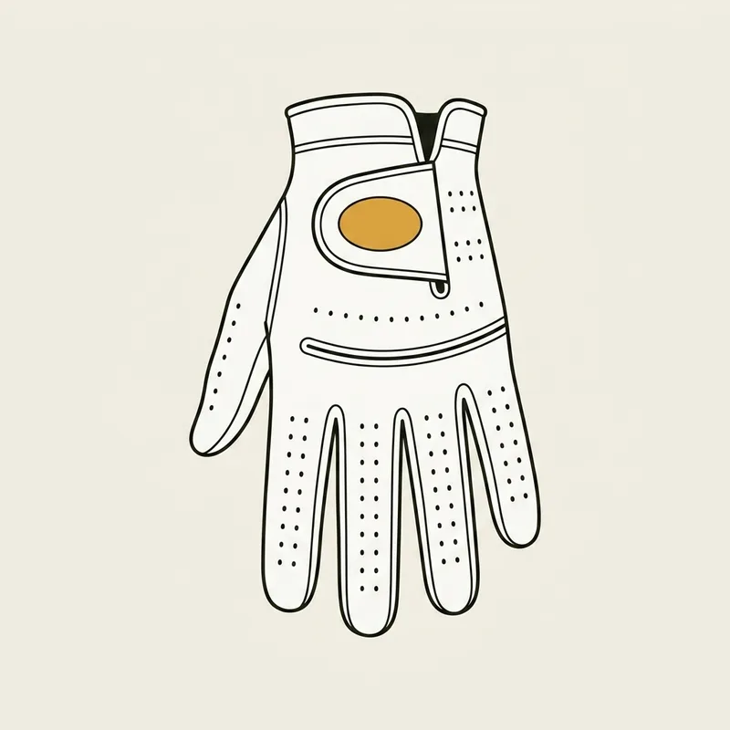 A single golf glove lying flat and empty on a plain surface