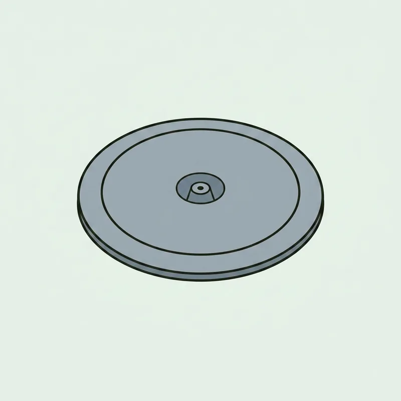 A round golf course sprinkler head cover, blank and unmarked, seen from above at a slight angle