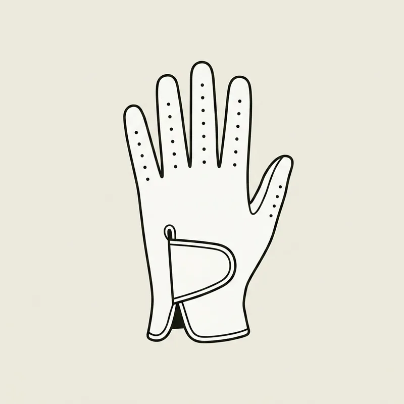 A single golf glove lying flat with the fingers spread