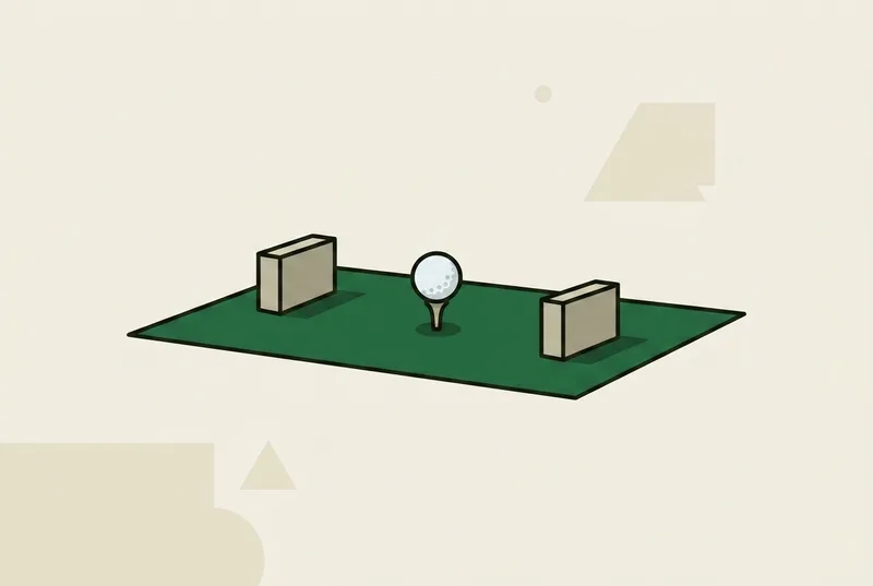 Two tee markers on mown grass with a golf ball on a tee peg between them